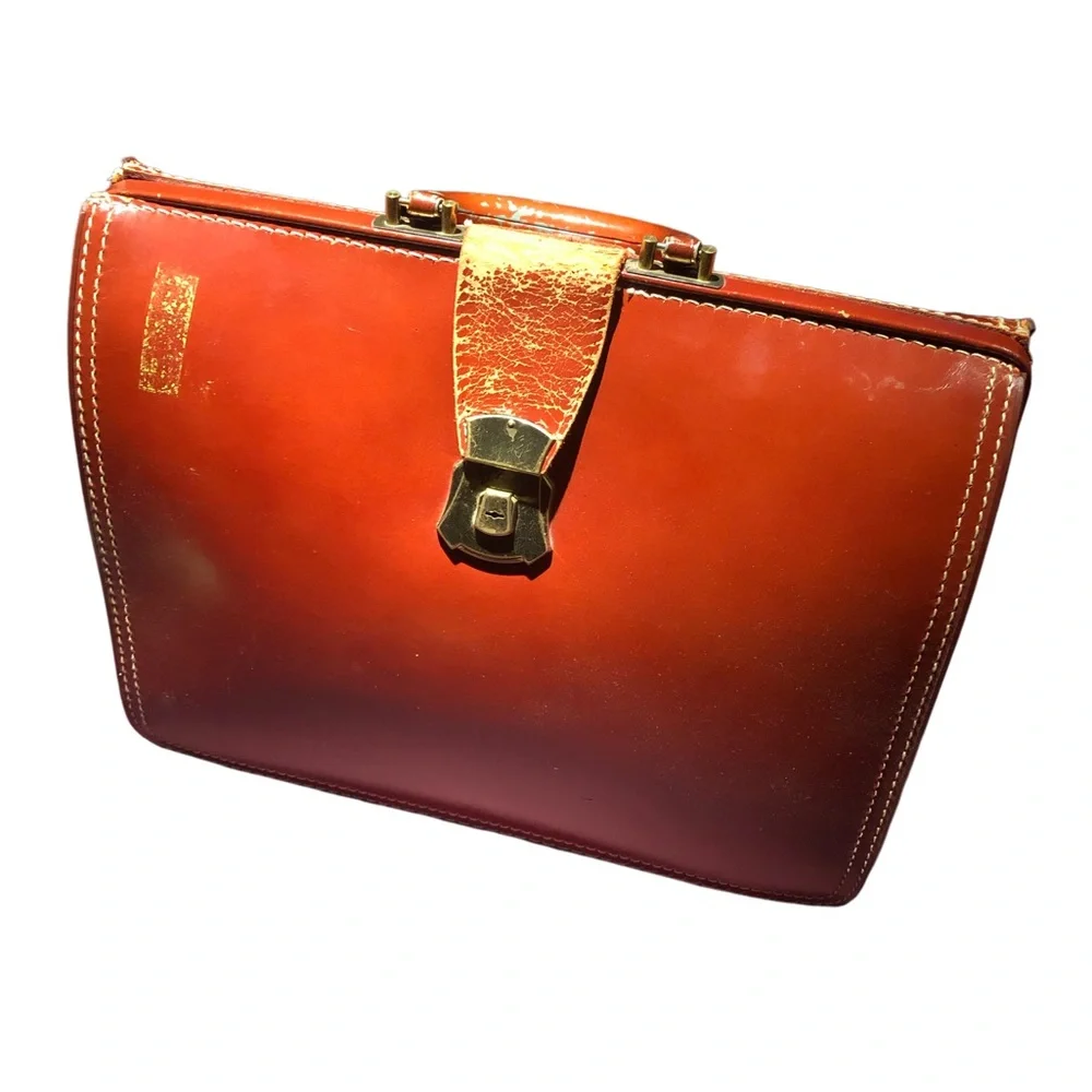 Vintage leather briefcase no key - Picture 2 of 4